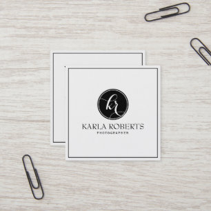 Modern Minimalistic Black & Circle Photographer Square Business Card