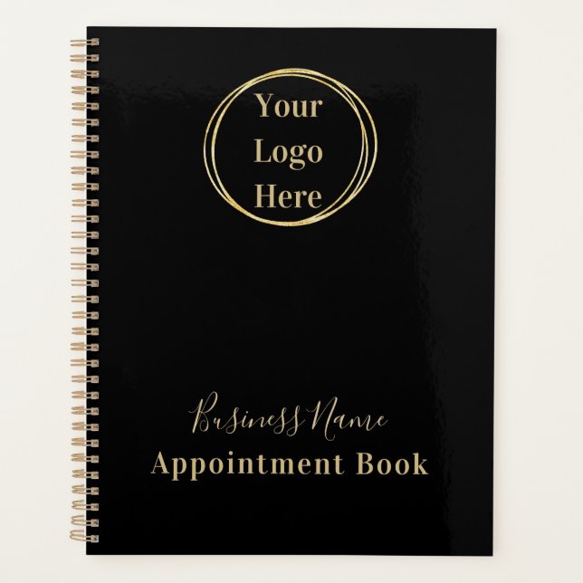 Modern Minimalistic Black Gold Appointment Book Planner (Front)