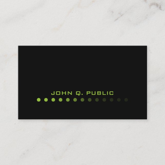 Modern Minimalistic Black/Lime Green Business Card (Front)
