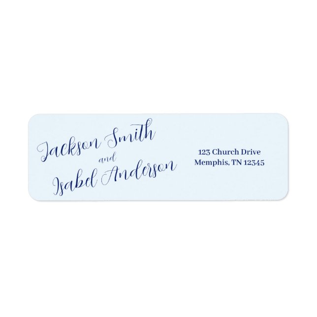 Modern Minimalistic Blue Return Address Label (Front)