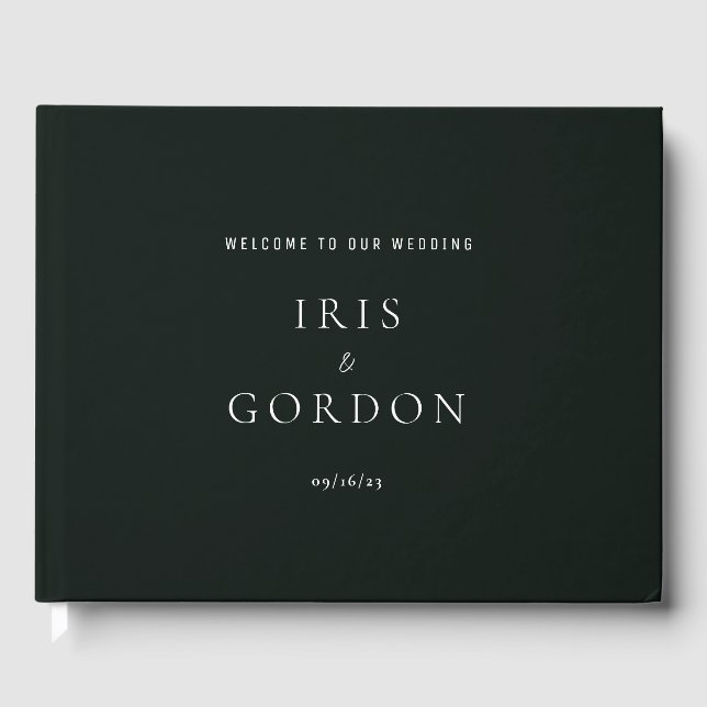 Modern Minimalistic Classy Dark Green Guest Book (Front)