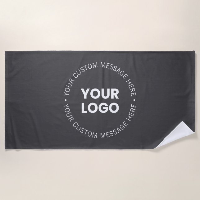Modern Minimalistic Company Logo/any Image | Grey  Beach Towel (Front)