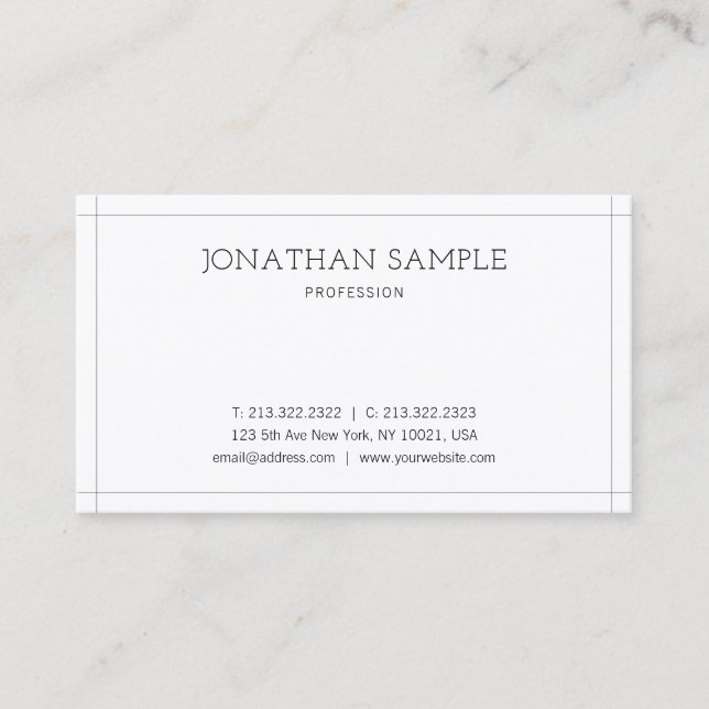 Modern Minimalistic Design Elegant Professional Business Card (Front)