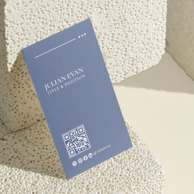 Modern Minimalistic Dusty blue Healthcare QR Code Business Card (Creator Uploaded)
