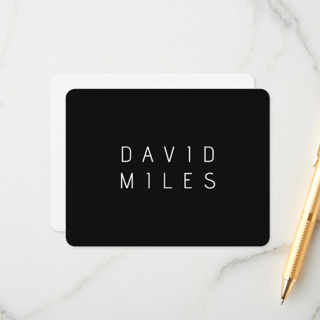 Modern Minimalistic Editable Name | Black & White Enclosure Card (Front/Back In Situ)