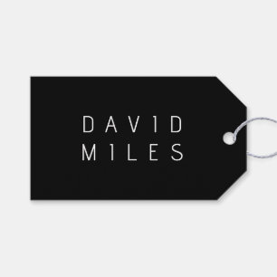 Modern Minimalistic Editable Name Black & White Gift Tags