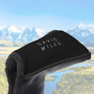 Modern Minimalistic Editable Name   Black & White Golf Head Cover