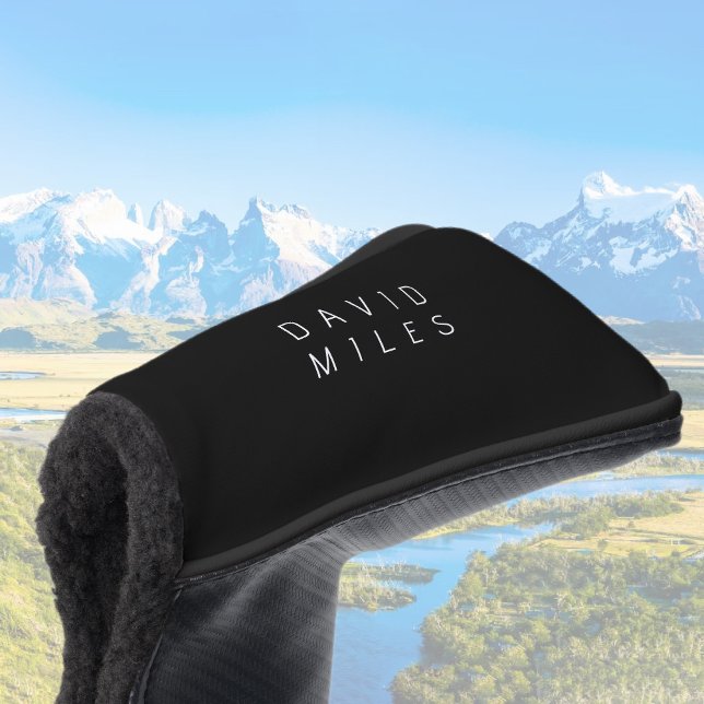Modern Minimalistic Editable Name | Black & White Golf Head Cover (Creator Uploaded)