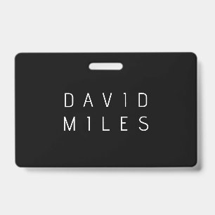 Modern Minimalistic Editable Name Black & White ID Badge