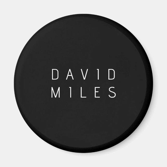 Modern Minimalistic Editable Name | Black & White Magnet (Front)