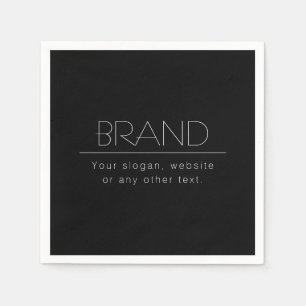Modern Minimalistic Editable Text Black & White Napkin