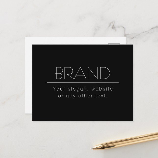 Modern Minimalistic Editable Text | Black & White Postcard (Front/Back In Situ)