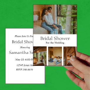 Modern Minimalistic Elegant 4 Photo Bridal Shower Invitation