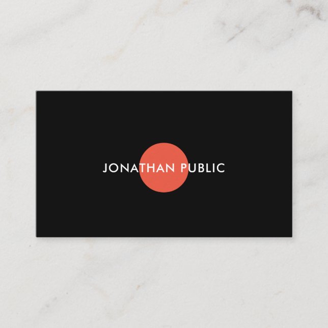 Modern Minimalistic Elegant Black White Red Plain Business Card (Front)