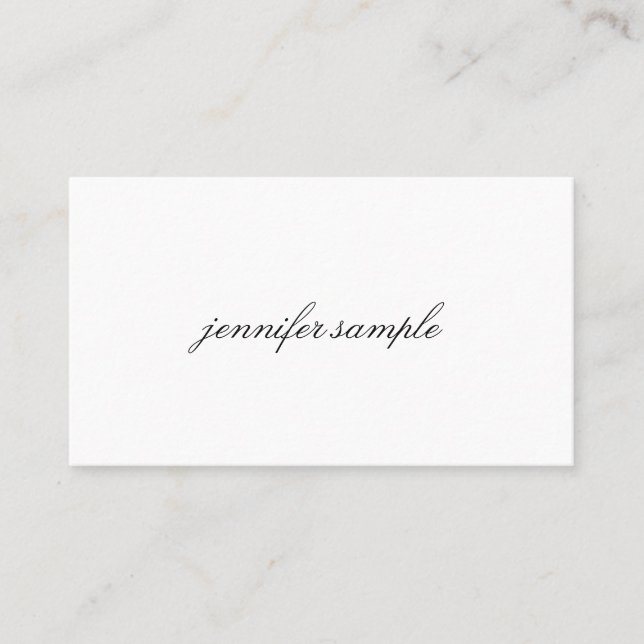 Modern Minimalistic Elegant Sleek Cursive Script Business Card (Front)