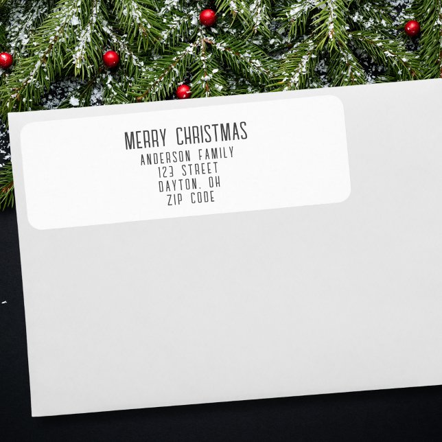 Modern Minimalistic Merry Christmas Return Address (Creator Uploaded)