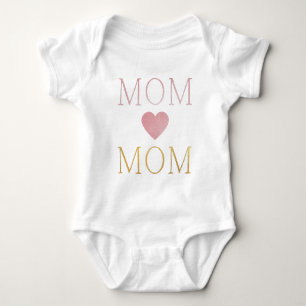 modern minimalistic MOM gold blush pink Foil Heart Baby Bodysuit