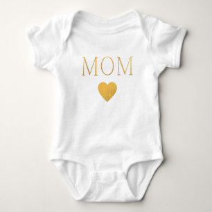 modern minimalistic MOM gold Foil Heart Baby Bodysuit