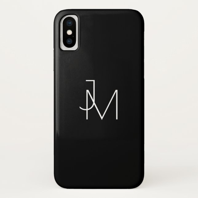 Modern Minimalistic Monogram Black & White Case-Mate iPhone Case (Back)