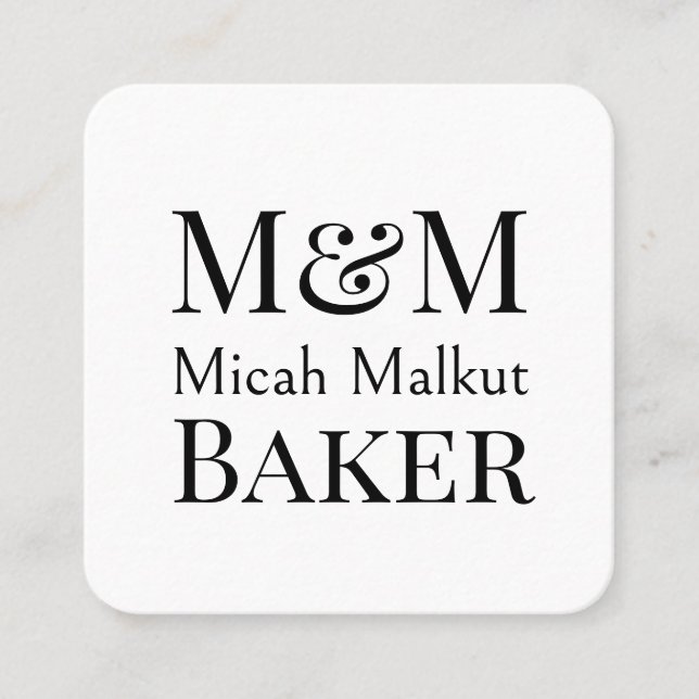 Modern Minimalistic Monogram QR Code Luxury, Name Square Business Card (Front)