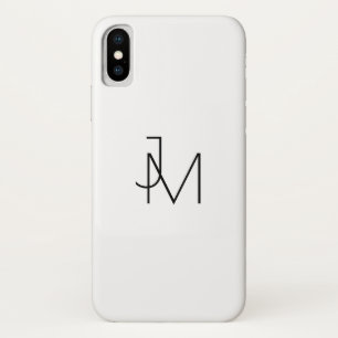 Modern Minimalistic Monogram White & Black iPhone X Case