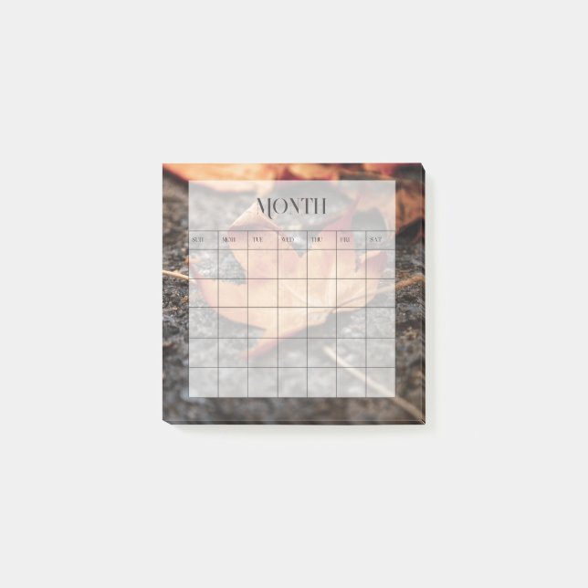 Modern Minimalistic Monthly Planner Calendar Post-it Notes (Front)