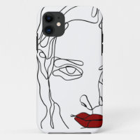 Modern minimalistic one-line drawing face