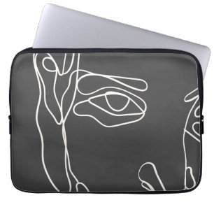 Modern minimalistic one-line drawing face laptop sleeve