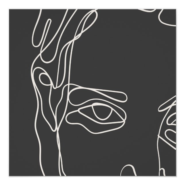 Modern minimalistic one-line drawing face poster (Front)