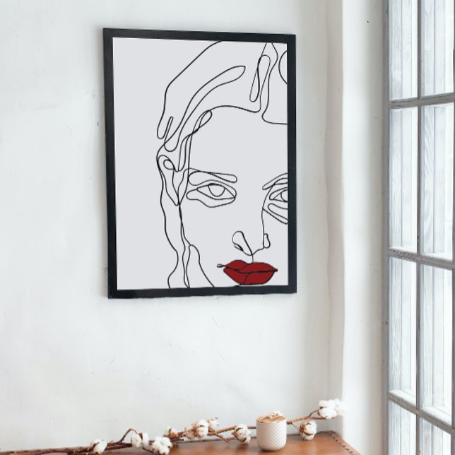 Modern minimalistic one-line drawing face poster (Creator Uploaded)