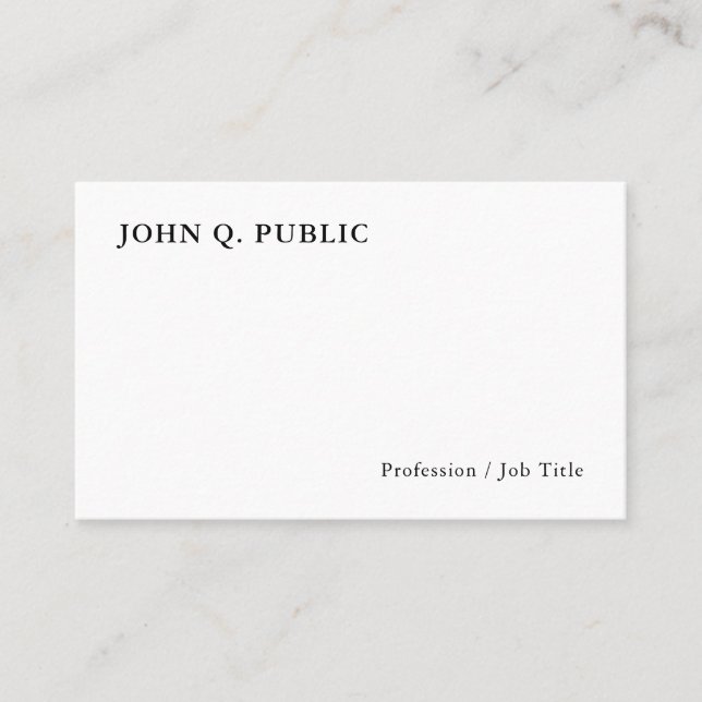 Modern Minimalistic Personalised Elegant Template Business Card (Front)