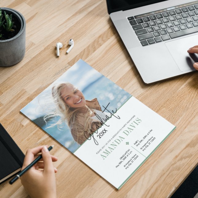 Modern Minimalistic Photo Graduation Party Invite (Creator Uploaded)