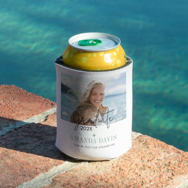 Modern Minimalistic Photo Graduation Party Invite Can Cooler (In Situ Pool)