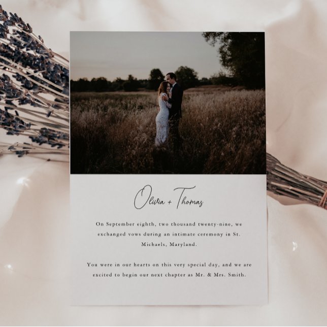 Modern Minimalistic Photo Wedding Elopement Announcement (Creator Uploaded)