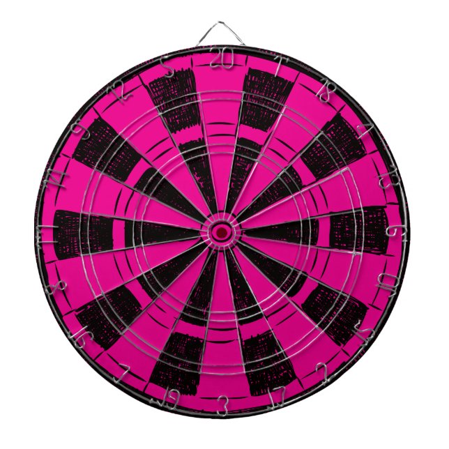 Modern Minimalistic Pink and Black Dartboard (Front)