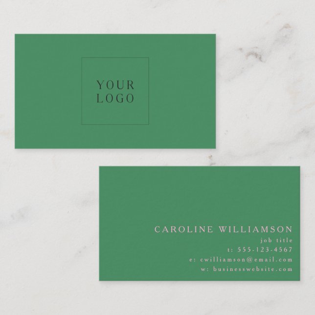 Modern Minimalistic Pink Green Professional Logo  Business Card (Front/Back)