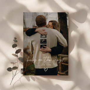 Modern Minimalistic Script Photo Pregnancy Announcement