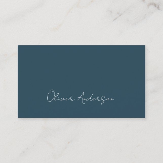 Modern minimalistic teal & white contacts logo business card (Front)