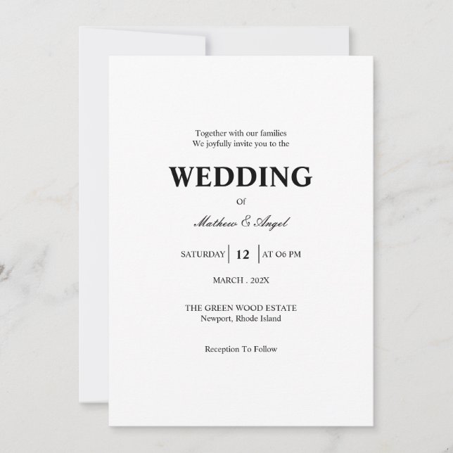 Modern Minimalistic Wedding Invitation (Front)