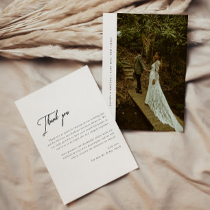 Modern Minimalistic Wedding Photo Personalised Thank You Card