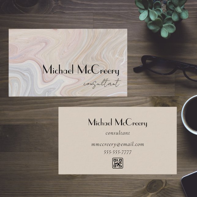 Modern Minimimal Bold Professional Marble Agate Business Card (Creator Uploaded)
