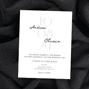 Modern minimlaist wedding date invitation