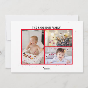 Modern minimum Christmas rustic multi photo Holida Holiday Card