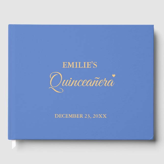 Modern Minmalist Calligraphy Quinceanera Guest Book (Front)