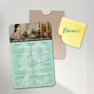 Modern Mint 2024 Calendar Simple Holiday Photo Magnet