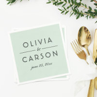 Modern Mint and Black Monogram Wedding