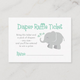 Modern Mint and Grey Elephant Baby Shower Enclosure Card