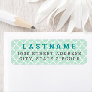 Modern Mint and Teal Quatrefoil Return Address