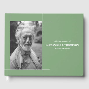 Modern Mint and White In Loving Memory Funeral Guest Book