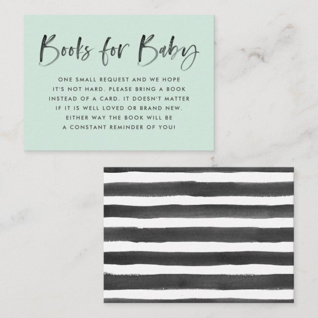 Modern Mint Baby Shower Book Request Enclosure Card (Front/Back)